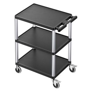Carrello Multiuso Resistente con Capacità di Carico di 300 Libbre, Rotazione a 360 Gradi, 27,6 X 18,1 Pollici, Carrello di Servizio a Tre Ripiani - Product Image 2