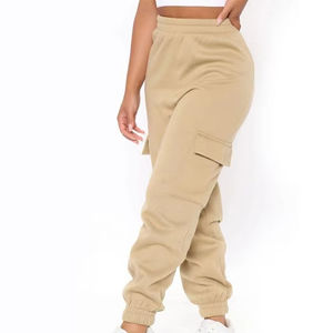 Nouveau pantalon de jogging cargo en molleton pour femme, taille haute, avec cordon de serrage, couleur unie, doux, confortable et respirant, idéal pour l'hiver - Product Image 5