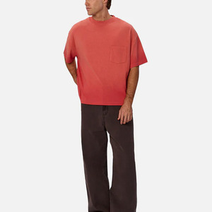 Camisetas de Hombre 100% Algodón, Lisas, con Diseño de Logotipo Personalizado, Lavadas, de Alta Calidad, Holgadas, con Hombros Caídos, Ecológicas, con Bolsillo - Product Image 2