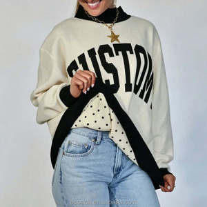 Custom Unisex Oversized Knitted Letter Print Asymmetric Design Drop Shoulder Hooded Winter 100% Cotton Streetwear <b>Sweatshirt</b> - Product Image 4