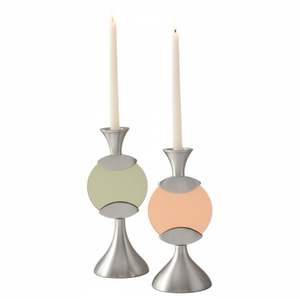 Support de bougie moderne en acier inoxydable, candélabre élégant finition argentée, bougeoir en métal pour la décoration intérieure - Product Image 5