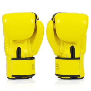Guantes de Boxeo Fairtex de Fabricante OEM, Amarillos y Negros, de Cuero, con Cierre de Gancho y Bucle, Unisex, para Adultos, Equipo de Protección, Nuevo Diseño - Product Image 2