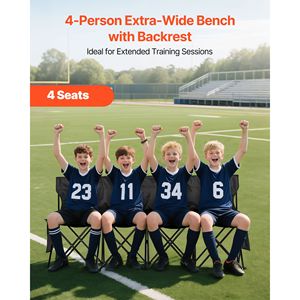 Banc pliant portable léger 4 places pour le football avec poches latérales et sac de transport – Mobilier de camping pratique - Product Image 2