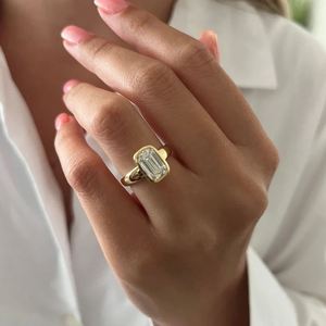 3.0 CT <b>Emerald</b> Cut Lab Grown Diamond Bezel Engagement <b>Ring</b> Modern Solitaire Bridal <b>Ring</b> 14K Gold IGI Certified Elegant Proposal - Product Image 5