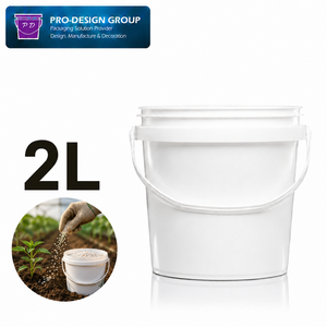 Seau à engrais en plastique de 2 L avec poignée et couvercle plat pour granulés agricoles et emballage de nutriments végétaux, rond et étanche - Product Image 1