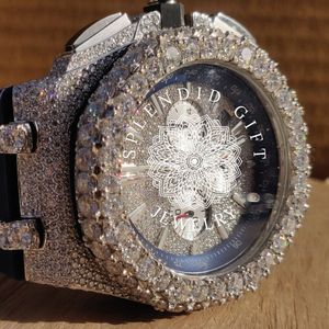 Reloj de Lujo para Hombre con Caja de Diamantes Moissanite, Análogo de Cuarzo, Números Romanos, Cierre Oculto, Cristal de Zafiro de 28 mm, Movimiento ETA - Product Image 6