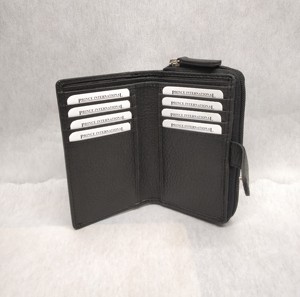Leather Products Carteras Mujer Zipper Button Card Holder Wallet Coin Purses ID Window Pebble Long RFID Wholesale Bulk Factory - Product Image 2