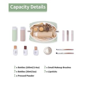 <b>Cute</b> Small Striped Zipper Pouch Women's Travel Makeup Pouch with Compartments Convenient Cosmetic Bag for <b>Purse</b> - Product Image 3