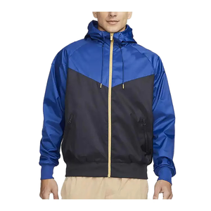 Veste coupe-vent pour homme à empiècements contrastés, à capuche, légère, entièrement zippée, style streetwear urbain, résistante au vent, pour l'extérieur, vente en gros - Product Image 1