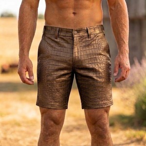 Shorts cargo en cuir de crocodile pour hommes, shorts en cuir de crocodile pour hommes, shorts tendance pour hommes - Product Image 1
