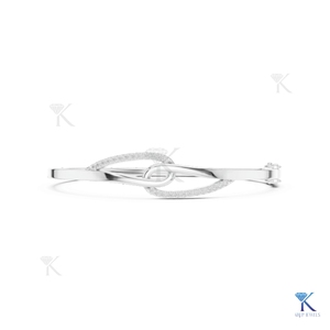 Lab Grown Diamond Round Brilliant Cut Filled Interlocking <b>Infinity</b> Bangle 14K/18K Solid Gold Luxury Unisex <b>Bracelet</b> - Product Image 2