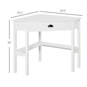 <b>White</b> Durable MDF Home Office Corner Desk <b>Small</b> Computer <b>Table</b> with Drawer and Storage Shelves PC Desk - Product Image 3