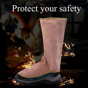 Protège-chaussures de soudeur en cuir croûte de vachette haute résistance, vêtements de sécurité pour le soudage intensif, isolation contre les étincelles et la chaleur - Product Image 6