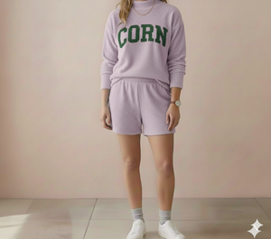 Conjunto de Top de Cuello Alto y Pantalones Cortos para Mujer, con Logotipo Personalizado, Tela de Forro Polar Ecológica, para Ropa de Trabajo - Product Image 1