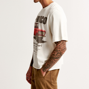 T-shirt pour homme avec imprimé de voiture vintage, imprimé de camion rétro, style décontracté surdimensionné, streetwear en coton à manches courtes, tendance estivale - Product Image 3