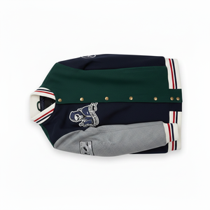 Chaqueta Varsity Urban Ghost Club para Hombre, Estilo Urbano, Diseño de Bloques de Color con Parches Bordados, Cuello Camisero, Corte Regular, para Otoño - Product Image 2