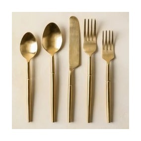 Ensemble de couverts de luxe en or et argent - 5 pièces minimalistes comprenant couteau, fourchettes et cuillères, finition satinée, décoration de cuisine haut de gamme - Product Image 4