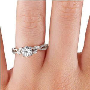 แหวนหมั้นเพชรทรงมาร์คีส์และทรงกลม (เพชรธรรมชาติ) ดีไซน์ลายเถาวัลย์ทองคำ 10K รับผลิตตามสั่ง ขายส่ง ขายปลีก ผู้ผลิตนานาชาติ - Product Image 4