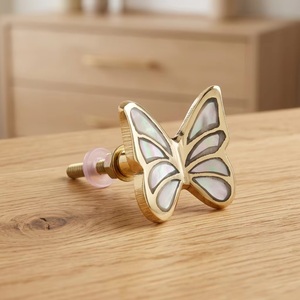 Butterfly Shape Brass Furniture Knob Drawer Pull <b>Handle</b> for Cabinet Wardrobe Dresser Contemporary Design Durable - Product Image 1
