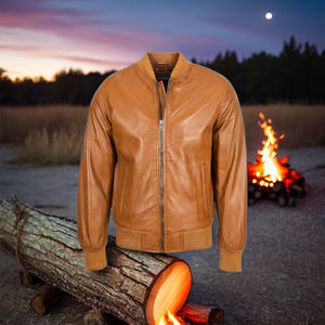 Chaqueta de invierno para hombre de American Flight, chaqueta Bomber de cuero con función cortavientos, diseño ODM, cierre de cremallera, forro de alta calidad - Product Image 1