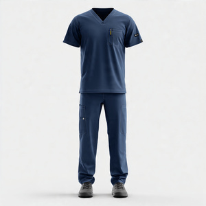 Unisex High Quality 100% Cotton Hospital <b>Scrub</b> Suit Customized Color Knitted <b>Scrubs</b> Set Breathable Comfortable - Product Image 2