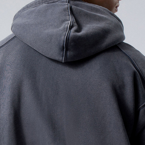 Fabricant de sweats à capuche zippés personnalisés pour hommes, en molleton bouclette lourd 460 g/m², coupe ample et courte, épaules tombantes - Product Image 4