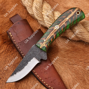 Couteau de chasse et de camping à lame fixe en acier à haute teneur en carbone 1095, forgé à la main, 55 HRC, ultra-affûté, pointe tombante, pleine tige, OEM - Product Image 5