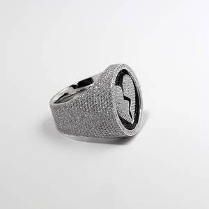 Broken Heart Moissanite <b>Ring</b> <b>Iced</b> Out Silver Color Signet Band Claw Setting Jewelry Gift - Product Image 3