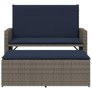 Banc de patio en rotin poly gris avec coussins et repose-pieds - Product Image 5