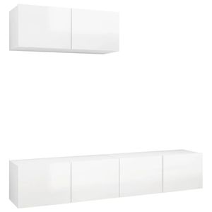 Set di 3 pezzi di armadi TV in legno bianco lucido per soggiorno - Product Image 2