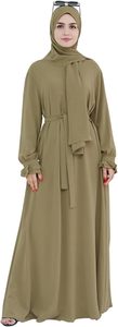 Abaya Hijab pour femmes, robe longue à manches longues, couleur unie, tenue modeste pour tous les jours, légère, en polyester, style Moyen-Orient - Product Image 5