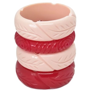 Ancho tallado al por mayor Retro Vintage baquelita joyería resina brazalete tamaño superior pieza atractiva moda al por mayor - Product Image 1