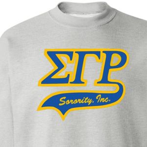 Sudadera gris con estampado serigrafiado Sigma Gamma Rho para mujer, suéter gráfico de hermandad griega con cuello redondo, forro polar, personalizada, informal, universitaria - Product Image 6