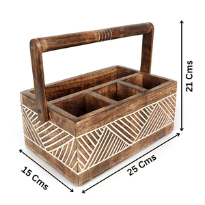 Porte-couverts et mouchoirs en bois-Organisateur d'ustensiles de cuisine naturel et écologique et caddie de table Utilisation quotidienne par AYAANS - Product Image 3
