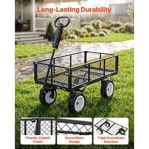 Heavy Duty 900 LBS Steel <b>Garden</b> Cart 10 Inch Tires Adjustable Outdoor Gardening <b>Stool</b> Utility Wagon for Cargo Utility Trailers - Product Image 3