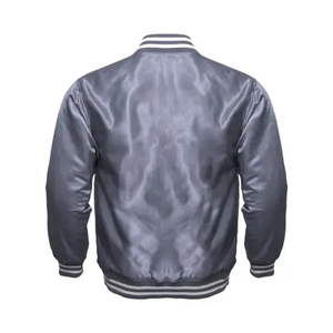 Chaquetas Varsity de Seda Satinada Impermeables de Alta Calidad, Unisex, Última Moda, Tallas Grandes, Precio Económico al por Mayor, Color Negro Liso - Product Image 2