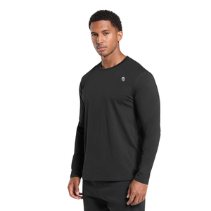 Camiseta Deportiva de Manga Larga para Hombre, Corte Regular, Suave y Transpirable, para Gimnasio, Entrenamiento, Color Negro - Product Image 3
