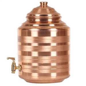 Pure Copper Water Dispenser Tank Middle Hammered Finish Storage Pot Matka <b>Jar</b> Container with Spigot <b>Tap</b> - Product Image 6