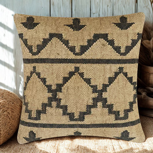 Housse de coussin carrée de qualité supérieure, élégante, en tissu de laine naturelle et de jute tissé, pour la maison et l'hôtel, avec design de soutien dorsal - Product Image 6