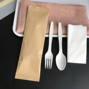Vente en gros OEM ODM sur mesure, couverts jetables écologiques biodégradables en amidon de maïs, couteaux, fourchettes, cuillères, serviettes en papier - Product Image 6