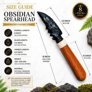 Cuchillo Decorativo de Obsidiana Negra de 8 Pulgadas Hecho a Mano por TAJ GEMSTONE EXPORT, Mango de Madera, Pieza de Arte Coleccionable de Piedra Natural - Product Image 2