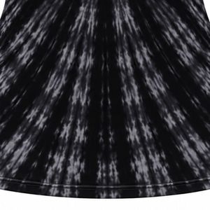 Camiseta de Mujer con Estampado Tie Dye Negro y Gris, Diseño Gráfico Dorado y Azul con Perlas, Manga Corta, Cuello Redondo, Informal, de Algodón, para Verano - Product Image 4