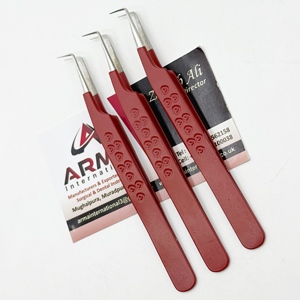 แหนบคุณภาพสูง ปลายแหลม 90 องศา เคลือบสีแดง สำหรับต่อขนตา ทำจากสแตนเลส พร้อมโลโก้ - Product Image 3