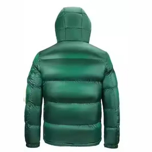 Chaqueta Acolchada con Capucha Verde para Hombre, Color Sólido, Resistente al Viento, Rellena de Plumón, Cierre de Cremallera, Ropa Casual de Invierno, Corte Regular - Product Image 3
