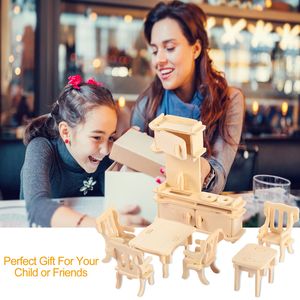 Set di Modelli di Mobili in Miniatura 3D in Legno, Puzzle 3D per Casa delle Bambole - Product Image 6