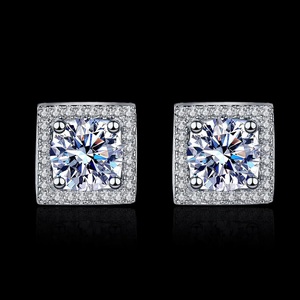 Pendientes de Moissanita con Certificado IGI, Último Modelo, 6mm, 1 Quilate, Plata de Ley 925, Chapados en Oro Rosa, Estilo Hip Hop, para Hombre y Mujer - Product Image 1
