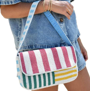 Sac à bandoulière rose pour femme, brodé de perles, nouveau design, sac bandoulière pour événements, fêtes, cadeaux, tendance mode - Product Image 5