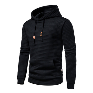 <b>Men's</b> <b>White</b> Waffle Knit Hooded <b>Sweatshirt</b> Regular Fit Casual Autumn Wear Breathable Quick Dry 100% Cotton with Pocket - Product Image 3
