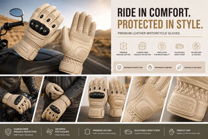 Gants de moto en cuir véritable personnalisés, protection tactile, doigts entièrement couverts, design incroyable, gants de moto - Product Image 5