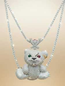 Pendentif Ours Teddy Effrayant et En colère Personnalisé Sertie de Pierres, Bijou Hip Hop en Argent 925 Plaqué Or avec Moissanite, Cadeau de Luxe Unisexe - Product Image 4